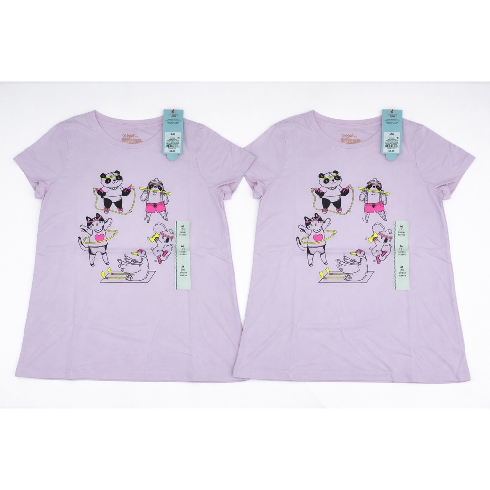 2 Shirts Cat & Jack Girls' Pink Graphic Tee Shirt Active Animals Size M (8) - Picture 2 of 4